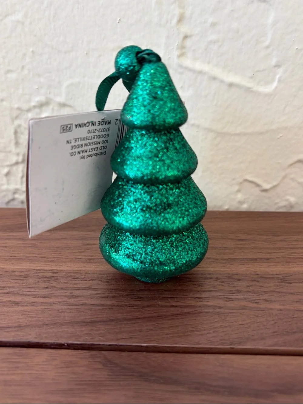 Holiday Style Green Glitter Christmas Tree Ornament New with Tag